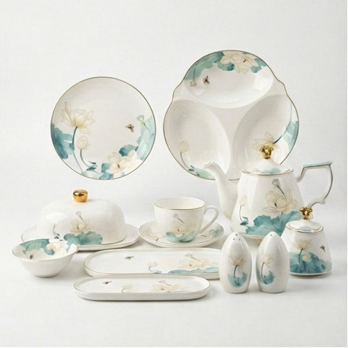 Фарфоровый набор для завтрака 6 персон 35 предмет Korkmaz Siesta A8282-2 Фарфоровый набор для завтрака 6 персон 35 предмет Korkmaz Siesta A8282-2